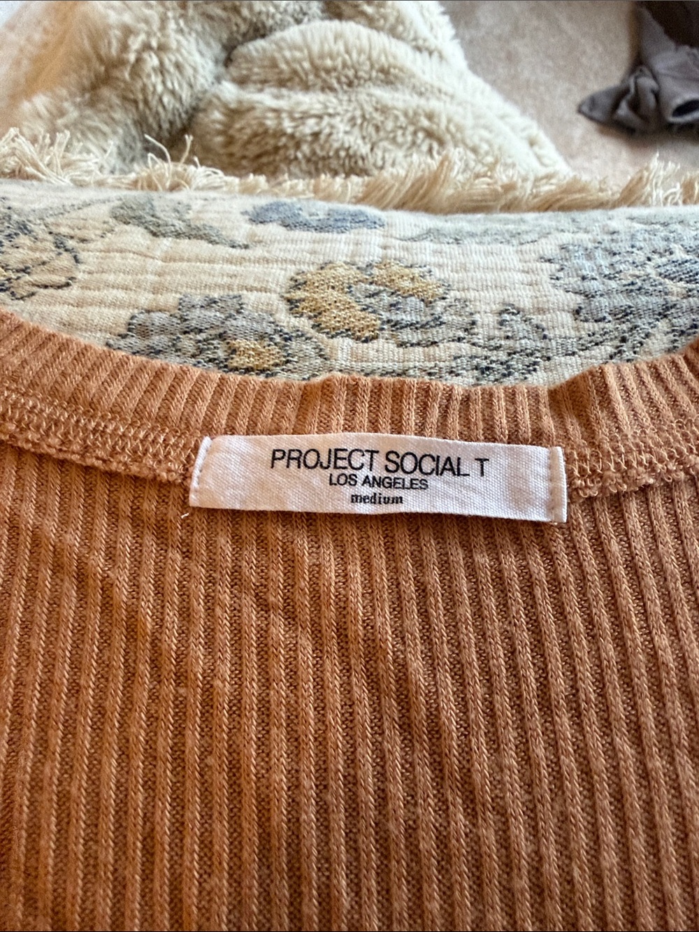 Project Social Women’s Ribbed V-Neck Tank Top in Rust - Picture 2 of 2